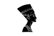 Nefertiti icon vector black on white
