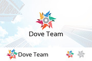 Dove Pigeon Circle Star Logo