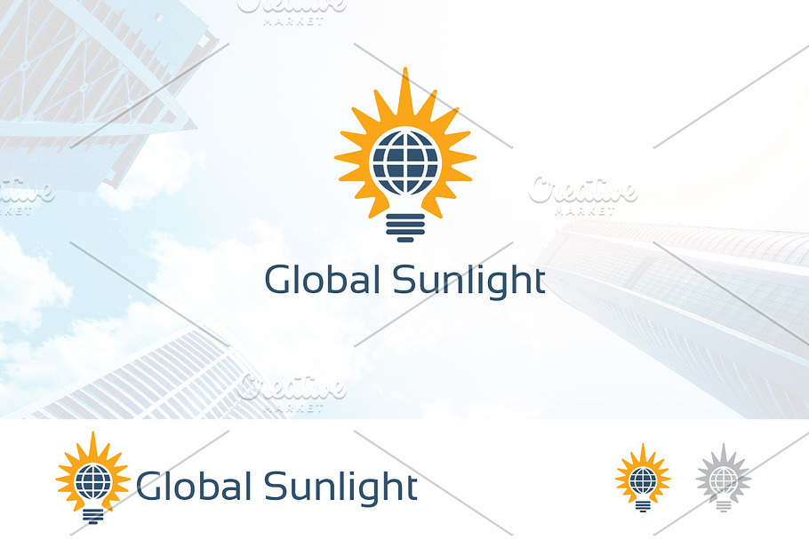 Global Sun Light Bulb Logo in Logo Templates - product preview 8