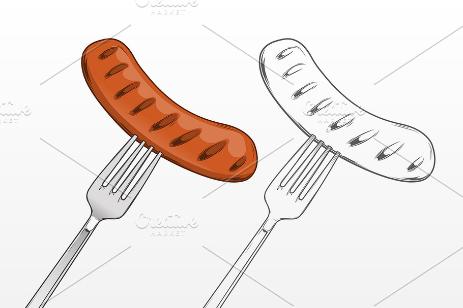 Grilled Sausage on Fork in Objects - product preview 8
