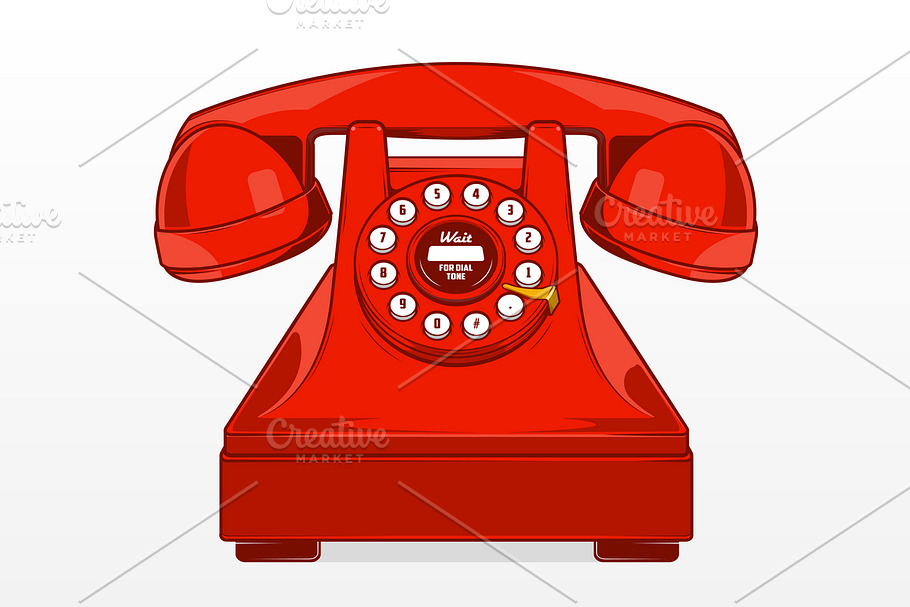 Vintage Red Phone in Objects - product preview 8