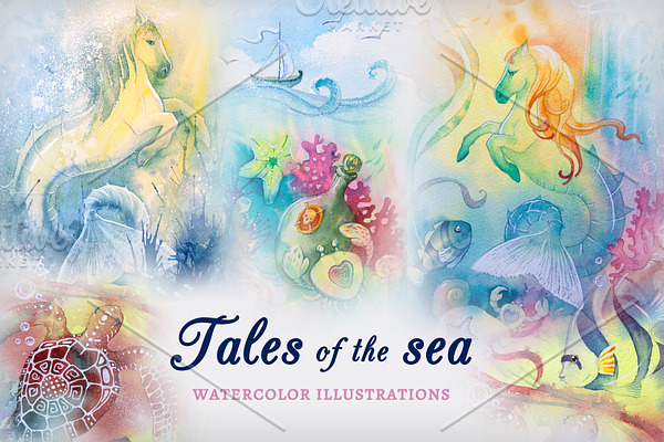 Watercolor illustrations Sea