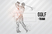 Silhouettes of a golf players. Set