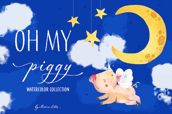 Oh my piggy - watercolor collection
