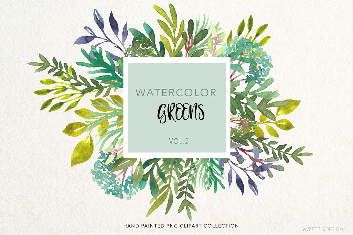 Watercolor Greens ClipArt PNGs in Illustrations - product preview 8