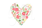 Wedding Floral clipart, Wreath heart