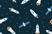 Seamless pattern with rockets
