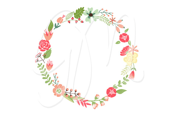 Wedding Floral clipart, Wreath heart in Illustrations - product preview 1