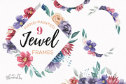 Jewel Watercolor Frames & Borders