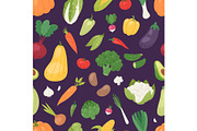 Vegetables vector healthy nutrition of vegetably tomato pepper and carrot for vegetarians eating organic food from grocery illustration vegetated set diet seamless pattern background