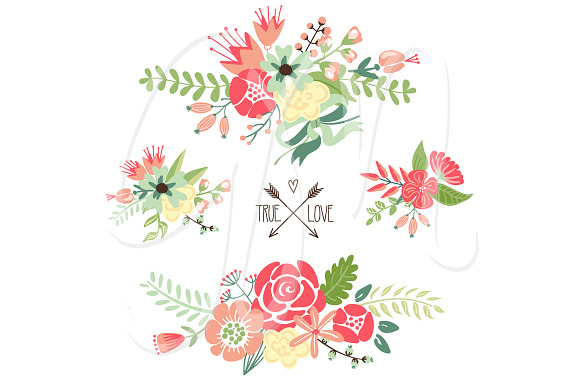 Wedding Floral clipart, Wreath heart in Illustrations - product preview 3