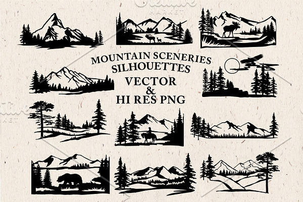 Mountain Sceneries Vector Pack 1