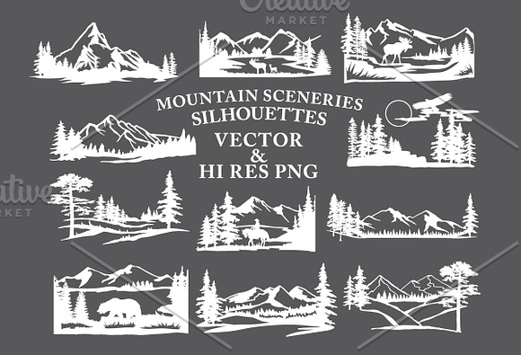 Mountain Sceneries Vector Pack 1 in Illustrations - product preview 1