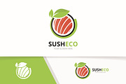 Vector sushi and leaf logo 