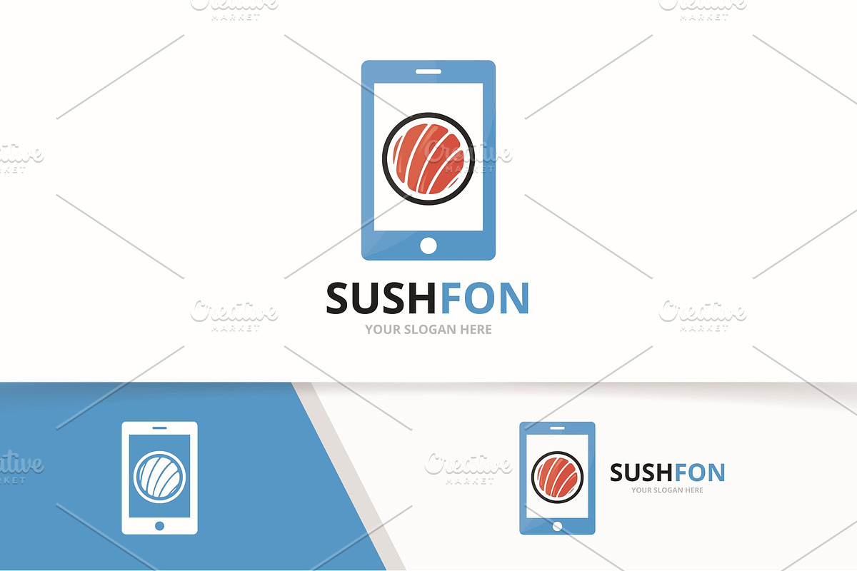 Vector sushi and phone logo   in Logo Templates - product preview 8