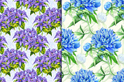 Watercolor floral patterns set