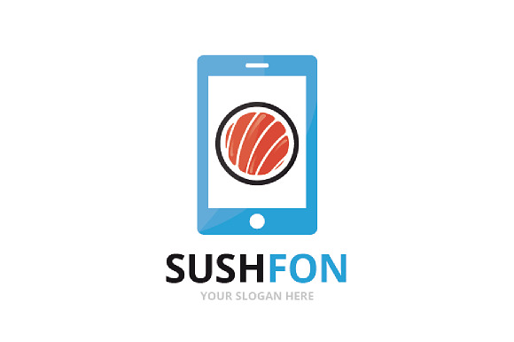 Vector sushi and phone logo   in Logo Templates - product preview 1