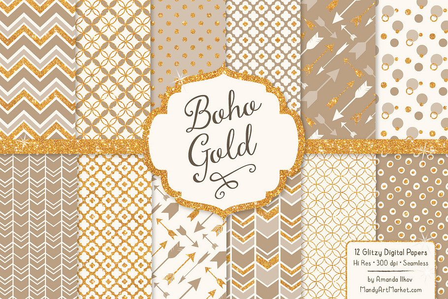 Champagne Bohemian Glitter Patterns in Patterns - product preview 8