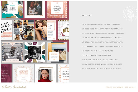 Foiled Instagram Post Bundle in Instagram Templates - product preview 1