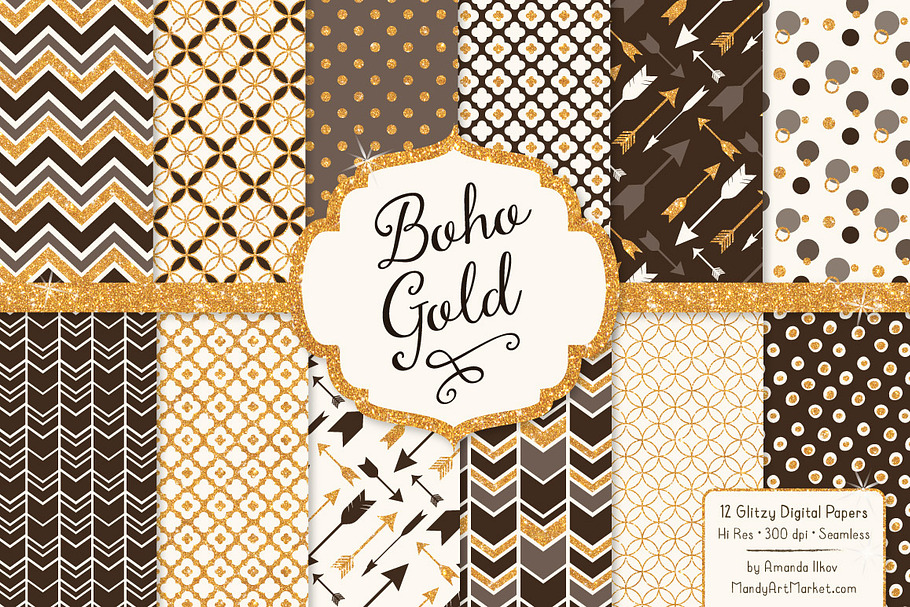 Chocolate Bohemian Glitter Patterns in Patterns - product preview 8