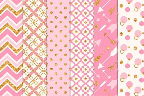 Pink Glitter Bohemian Digital Papers in Patterns - product preview 1