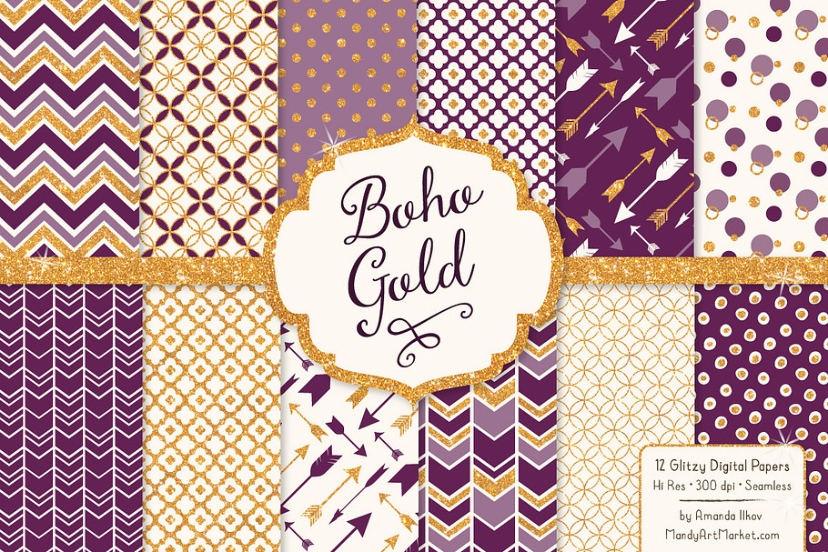 Plum Bohemian Glitter Patterns in Patterns - product preview 8