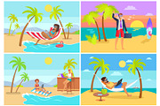 Freelancers Collection Seaside Vector Illustration