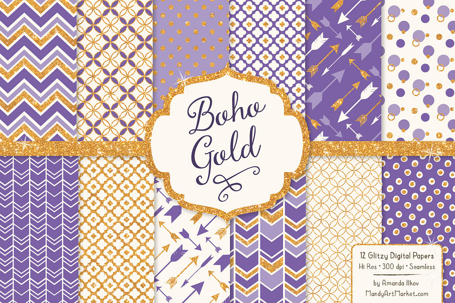 Purple Glitter Bohemian Patterns in Patterns - product preview 8