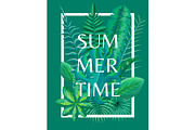Summertime Background Tropical Green Plants Vector