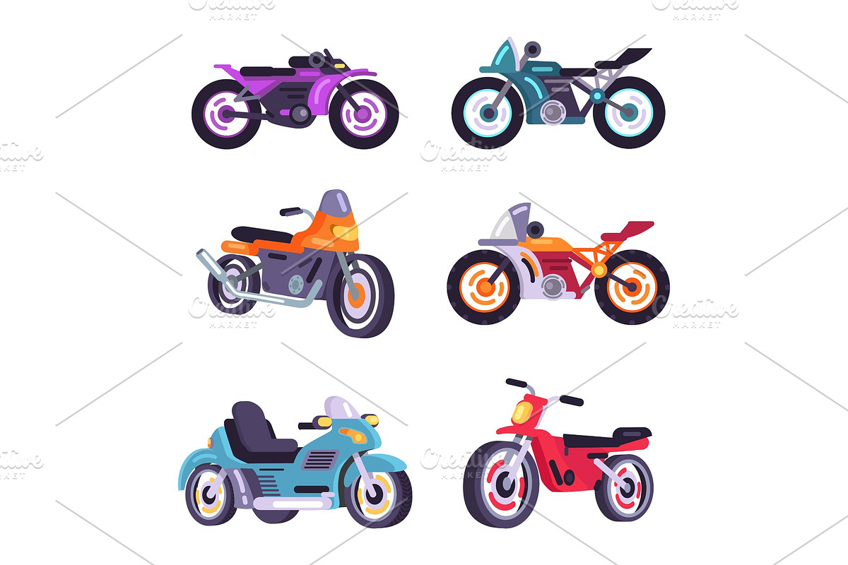 Set Scooter Models Flat Style Design Stylish Moped in Illustrations - product preview 8