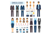 Dress Code for Business People Characters Set