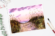 A Path to the Beach Watercolor Print