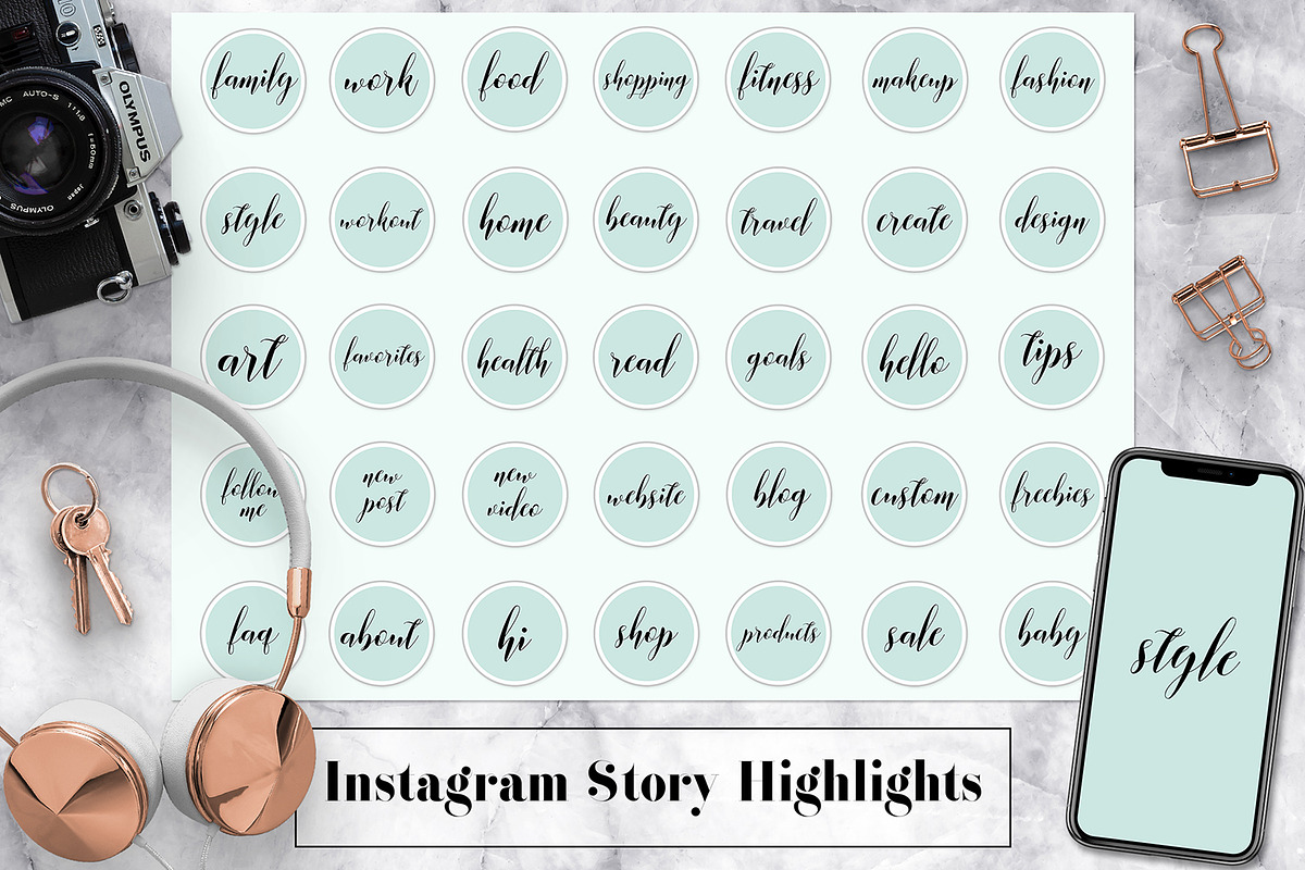 Mint Instagram Story Highlights in Instagram Templates - product preview 8