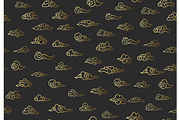 Seamless pattern of golden clouds in Chinese style