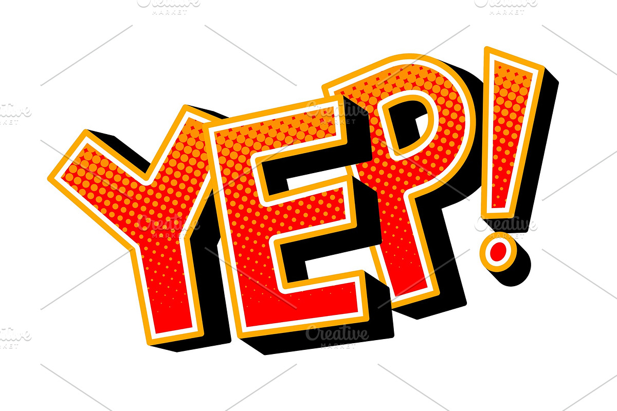 Yep word comic book pop art vector illustration in Illustrations - product preview 8