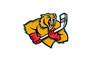 Saber Toothed Cat Ice Hockey Mascot