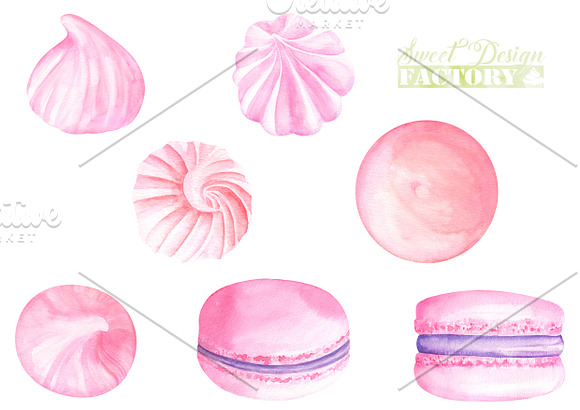 Watercolor Macaron cliparts in Illustrations - product preview 1