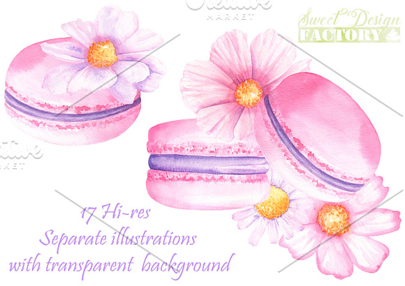 Watercolor Macaron cliparts in Illustrations - product preview 3