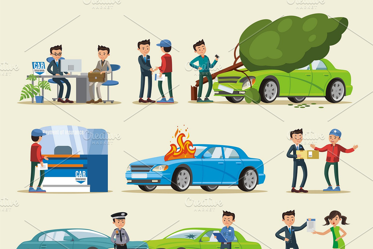 Car Insurance Characters Set in Illustrations - product preview 8