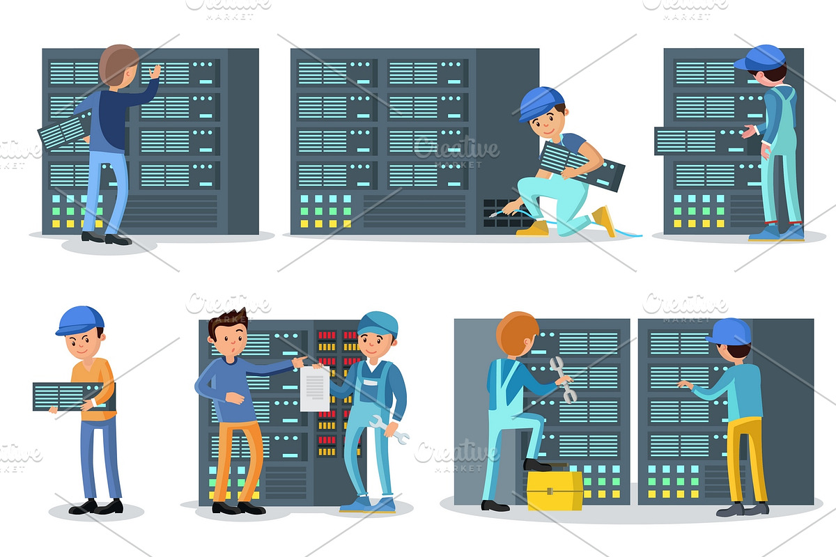 Data Center Working People Set in Illustrations - product preview 8