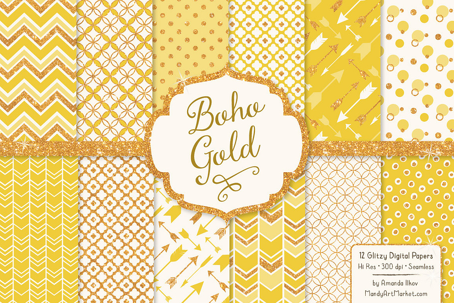 Sunshine Yellow Glitter Patterns in Patterns - product preview 8