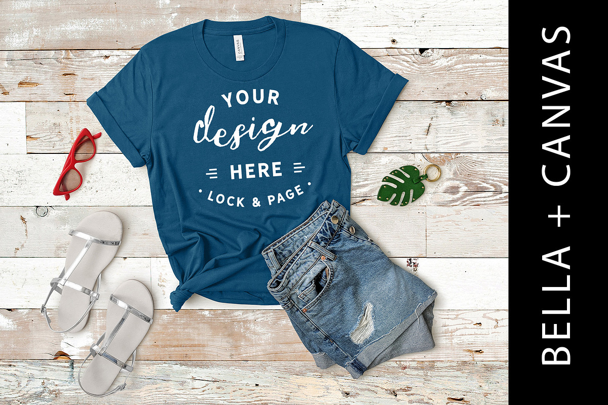 Bella Canvas 3001 Teal TShirt Mockup in Product Mockups - product preview 8