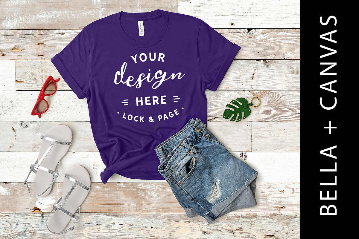 Bella Canvas Purple TShirt Mockup in Product Mockups - product preview 8