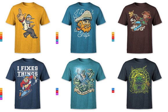 100 T-Shirt and Merchandise Graphics in Illustrations - product preview 12