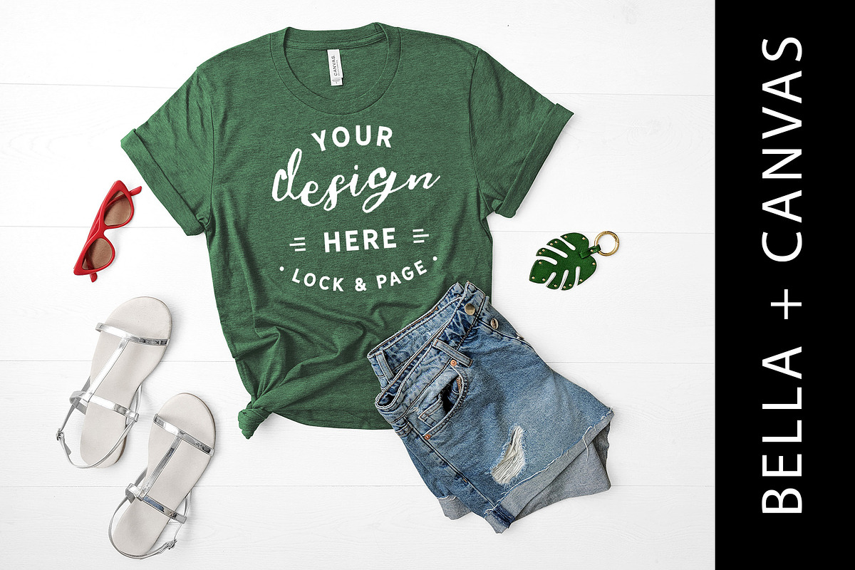 TShirt Mockup Bella Canvas Green in Product Mockups - product preview 8
