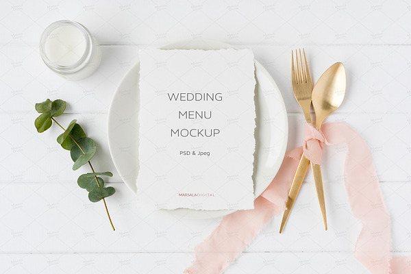 Wedding Menu Mockup - Elegant Blush 