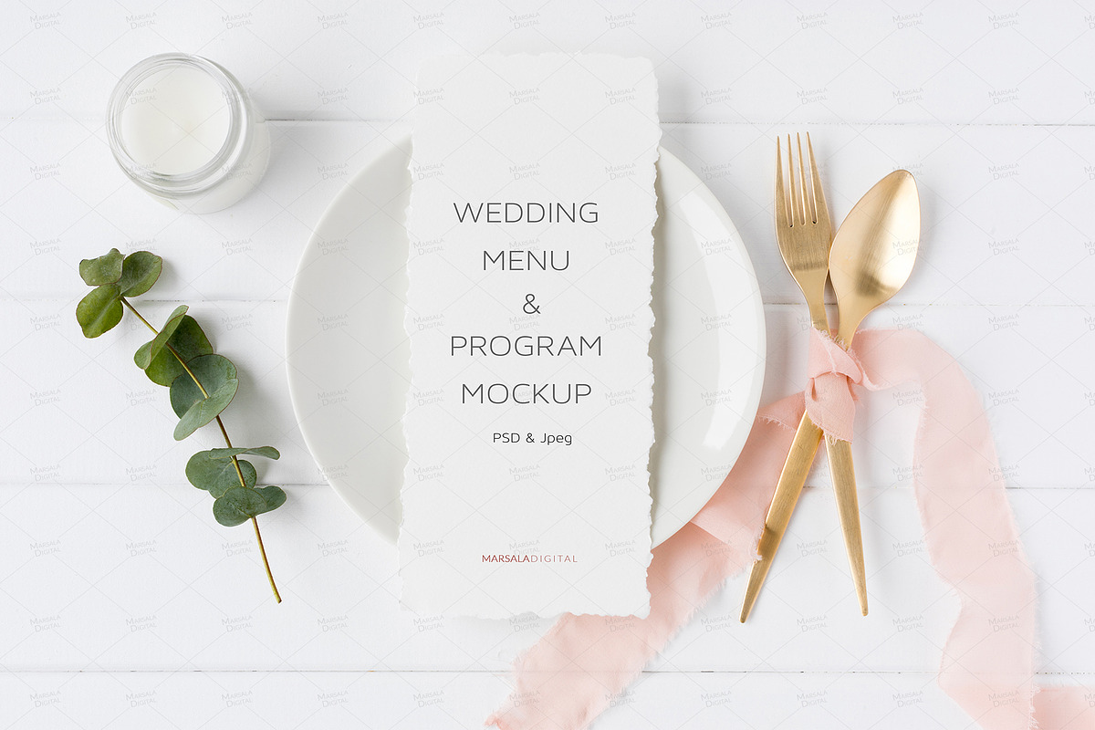 4x9 Wedding Menu Mockup, Psd + Jpeg in Product Mockups - product preview 8