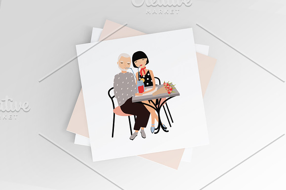 Set of couple in love in Illustrations - product preview 2