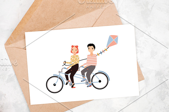 Set of couple in love in Illustrations - product preview 5