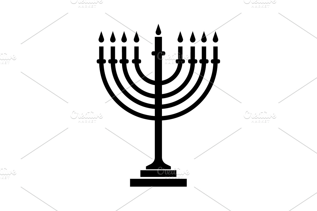 Menorah vector icon black on white  in Graphics - product preview 8